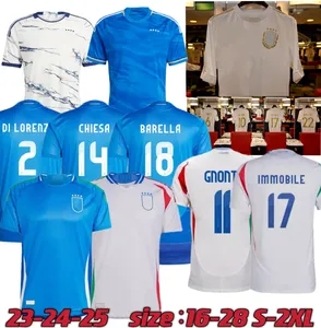 2023 24 25 Itália 125th Camisas de futebol Italia 23 24 Home Away RETEGUI RASPADORI JORGINHO DIMARCO BARELLA DI LORENZO BASTONI FRATTESI Camisa de futebol Kit infantil