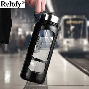 Bottiglie d'acqua Bottiglie d'acqua in vetro portatili di grande capacità da 700 / 1000ml Borraccia per sport all'aria aperta a prova di perdite Bicchieri da arrampicata per bici yq240320
