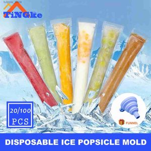 Ice Cream Tools Disposable Ice Popsicle Mold Bags With Zip Seals Homemade Ice Lolly Bags Juice Yogurt Chocolate Ice Bags Kitchen Accessories L240319