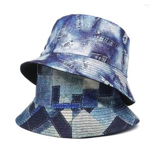 女性のためのベレー帽春釣り帽子ジャンレギングカラフルなプリントキャップサン保護ダブルサイドヒップホップバケツ