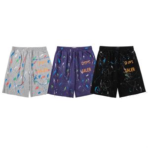 Pantaloncini da uomo moda estiva trendy pantaloni della tuta in spugna di cotone lettere stampate inchiostro graffiti pantaloncini casual Flower Art Shorts taglia s-xl