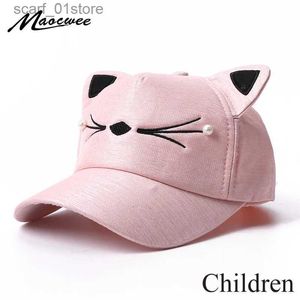 Ball Caps Cute Ear Cat Baseball C Suitable for Children Girls Boys Pearl Hat Baseball C Adjustable Summer Sun Hat C Cute Baby SnackC24319