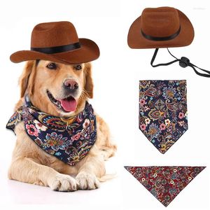 Собачья одежда 2024 Кот -западная ковбойская шляпа po prop pet triangle scarf кукла аксессуары на улице