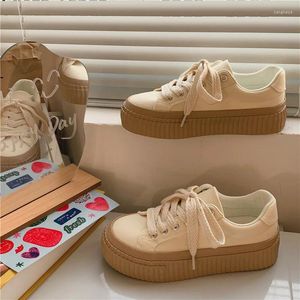 Casual Shoes Women Lovely And Sweet Preppy Style 2024 Spring Autumn Korean Version All-match Platform Sneakers