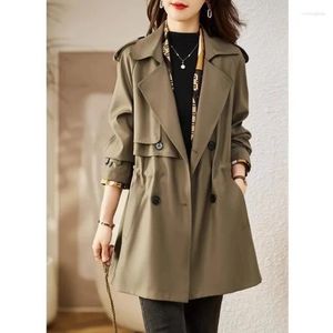 Frauen Trenchcoats Britischen Anzug Kragen Mantel Kleidung 2024 Frühling Herbst Zweireiher Windjacke Khaki Oberbekleidung BC328