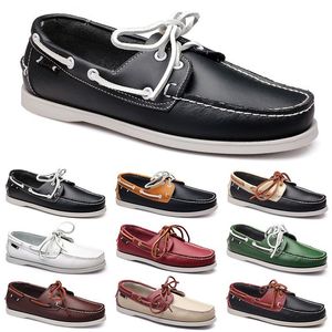 Mens Casual Shoes Black Leisures Silvers Taupe Dlives Brown Grey Red Green Walking Low Soft Multis Leather Men Sneakers Outdoor Trainers Boat Shoes Breathable AA079