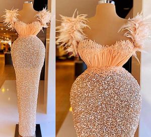 2021 Arabski Aso Ebi Ebi luksusowy, błyszczące seksowne sukienki na studniówkę cekinowe pochwę wieczór formalny impreza druga przyjęcie go1851747