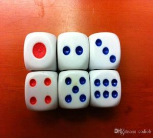 D6 13mm Dadi normali bianchi 6 facce Rosso Punto blu Dadi di alta qualità Bosoni Shaker Dadi Accessori per giochi da tavolo Giocare a dadi Buono P5198103
