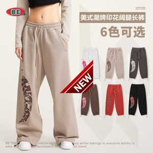 American Fashion Brand Printed Jazz Street Dance Drawstring Tie Womens Loose Wide Leg Pants Mens