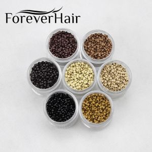 Tubes Forever Hair 1000Pcs/Bottle Hair Extension Ring 3mm*2mm*2mm Copper Hair Beads Nano Ring Hair Extension tools Micro Beads