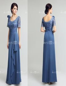 Long Steel Mother of the Bride Dresses Chiffon Lace A Line Ruffles Floor Length Mothers Dress 2020 Evening Party Gown LX2743043777
