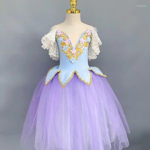 Scene Wear Professional Ballet Dance kjolar dansar kostymer kronblad långa klänningar prestanda vuxen leotard för kvinnor