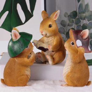 庭の樹脂ウサギの装飾品をかわいいフィギュア動物像ミニ妖精の創造的なかわいい風景ヤードグラスフラワーポットデコレーション240229