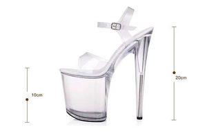 Dress Shoes Sandals Women Platform Model T stage Shows Sexy High-heeled 10-20 cm High Transparent Waterproof Large-size 35-42 H2403215NG604GV