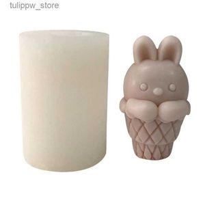 Инструменты для мороженого 3D Пасхальные силиконовые формы для свечей Мороженое Кролик Глина Смола Форма для мыла Изготовление свечей ручной работы Помадка Украшение торта M6CE L240319