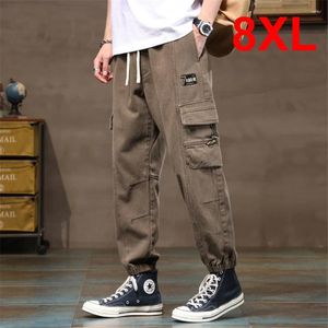 Mens Pants Plus Size 7XL 8XL Men Big Pocket Cargo Fashion Casual Trousers Clothes Male Bottom Khaki Green