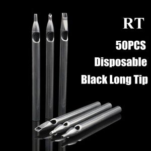 Tips 50PCS Black Tattoo Long Tips 3/5/7/9/11/13/14/15/18RT Disposable Plastic Long Tattoo Tips Nozzle Tube for Tattoo Supplies