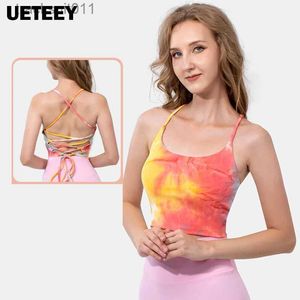 Aktivt underkläder sömlösa Fe Dye Sports BH Sexig exklusiv halsringning Beauty Armband Cross Yoga Crop Top Gym BH Running and Training ClothingC24320