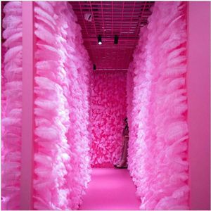 Party Decoration 100st Pink Ostrich Feathers Red Wedding Favor Birthday Feather Wall Backdrops