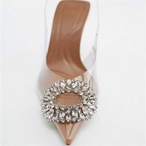 Nuovo sandalo estivo da donna sandali con tacco sottile a punta per borse da donna strass tacchi alti scarpe con tacco moda 240228