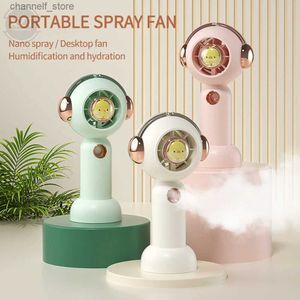 Electric Fans Portable Fan med spraymålad USB -laddning camping utomhus turbo skrivbord liten gul anka handhållen fany240320