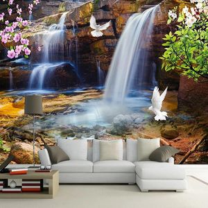 Sfondi Diantu Carta da parati personalizzata 3D per pareti Rotolo Cascata Acqua corrente Paesaggio naturale Grande murale Po Wall