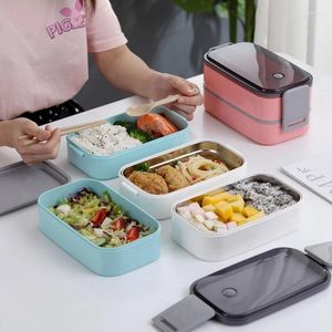 Stoviglie Lunch Box Cucina Lavoro Studente Viaggi all'aperto Microonde Riscaldamento Contenitore Bento Scatole portaoggetti