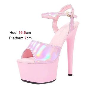 Dress Shoes 16.5CM Wedding High Heels 2023 Summer New Color-Changing Sandals Women Fashion Pole Dance 7CM Waterproof Platform H240321N4F8