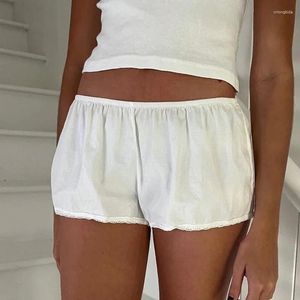 Women's Shorts 00s Retro Kawaii Loose Pajama Vintage Lace Trim High Waist Loungewear Bottom Fairycore Y2K Slim Fit Safety Short Pants