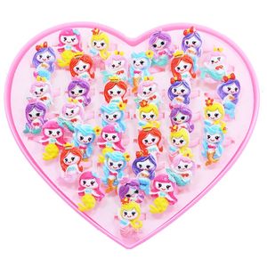 20 pezzi simpatico unicorno splendente sirena animale principessa anello ragazza bambini cartone animato decorazione dito anello regalo per feste 240312