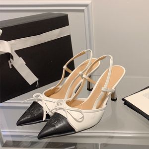 24SS Womens Designer Sandaler Stiletto klackar riktade tår sandaler bowtie vintage sandaler silkes slingbacks sommarklänningskor eleganta sexiga bröllopskor