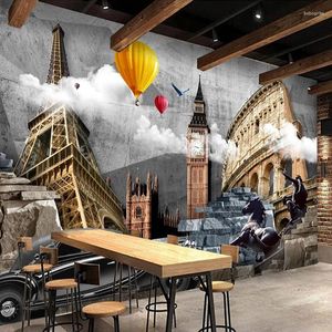 Bakgrundsbilder PO Självhäftande tapet 3D Cement World Architecture Vimal Restaurant Cafe Creative Bakgrund Decor Waterproof