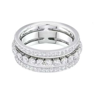 Gioielli di lusso Anello Swarovski Versione alta Perlina di trasferimento Tre anelli Anello con diamante pieno Anello di cristallo con elemento di rondine femminile