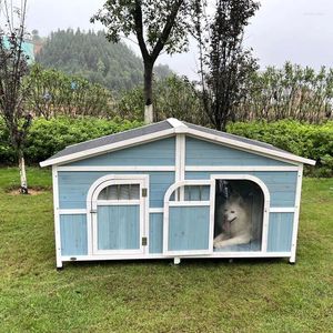 Odzież dla psów hodowla zewnętrzna deszcz odporna na drewnianą willa średnia i duża kosmiczna klatka z podwójnymi drzwiami