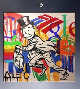 Gerahmtes, ungerahmtes, hochwertiges, handgemaltes Wanddekor, Alec DJ Monopoly Pop-Art-Ölgemälde auf Leinwand, verschiedene Größen, TY0577806134