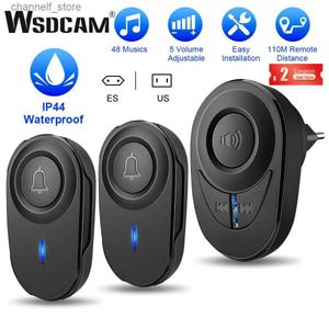 Doorbells Wsdcam wireless doorbell smart home waterproof doorbell kit 48 music LED flash doorbell with 4-level adjustable volumeY240320