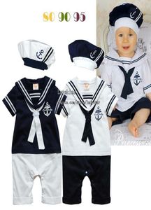 Baby Rompers One Piece Clothing Boys Caps One Piece Romper Jumpsuit Barn Kläder White4598236