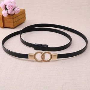 Belts Smooth Young Student Cowhide Alloy Elastic Soft Faced Korean Version Women's Single Loop Belt With Narrow Decoration