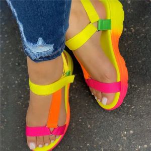Stiefel Kamucc Sommersandalen große Größe 43 Multi -Farben Casual Schuhe Frau Flach Dropship bequeme Sandalen weibliche leichte Sandalien