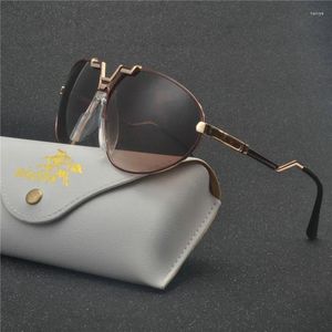 Sonnenbrille Marke Gothic Retro Runde Männer UV400 Fahren Sonnenbrille Für Männer/Frauen Designer Übergroßen Braun Brillen NX