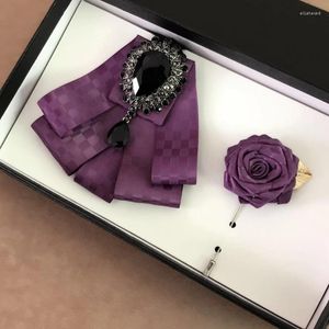 BOWIS TIES Black Crystal Tiet High-end Men Business Business Cuit Akcesoria Koreańskie brytyjskie kołnierzy ślubne Kwiaty ręcznie robione biżuterię