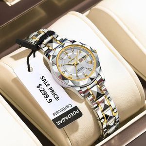 PoEdagar Luxury Quartz Watch for Ladies Waterproof Luminous Date Week rostfritt stål Kvinnor Watches Elegant Dress Wristwatchbox 240305