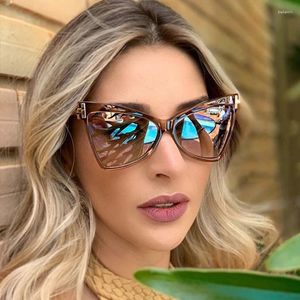 サングラスFeishini 2024 TR90 Anti Blue Light Glasses Frames Cat Eye Women High-Grade Plastic Titanium Fashion ComputerSeeglasses