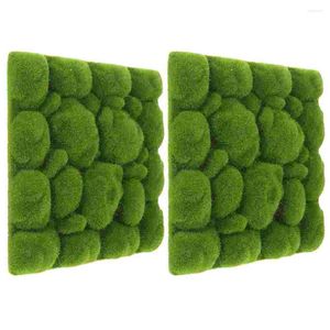 Decorative Flowers 2 Pcs Simulated Moss Decoration Fake Outdoor Artificial Wall Decors Panel Micro Landscape Mini Garden Turf Grass