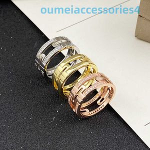 2024 Designer Luxury Brand Jewelry Band Rings Plated Mijin New Hollow Paper Clip Ring Diamond Inlaid Female Rose Gold Sky Star Index Finger Net