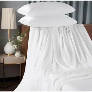 Sängkläder sätter lyxiga bomullsbotten lakan andas kylning med 16 tum djupficka - 4 bit (vitt linne hem