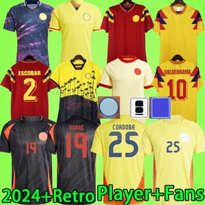 Colombia 2024 Soccer Jerseys Luis Diaz Lerma Sinsterra Arias 1990 Retro Valderrama fans Player Version Football Shirt 24 25 Escobar Guerrero Falcao James Columbia