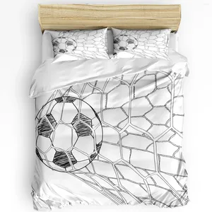 Sängkläder set fotboll fotboll netto skiss tryckt komfort täcke täcke kudde fall hem textil quilt pojke barn tonåring flicka 3 st.