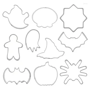 Baking Moulds 10Pc Halloween Bat Pumpkin Ghost Stainless Steel Cookies Cutter Cake Decorating Fondant Biscuit Mold Tool