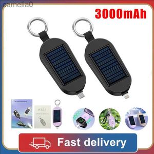 Mobiltelefon Power Banks Nya 3000mAh Solar Bank Fast Charging Type-C/iPhone Wireless Charger för Watch Mini Extern Power Bank Keychainc24320